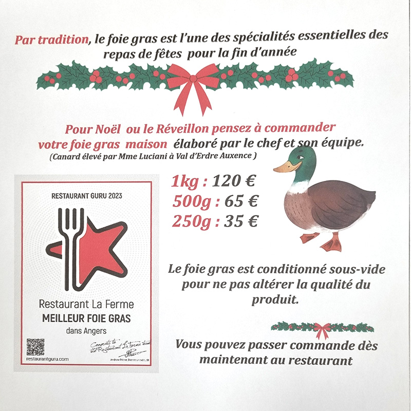 Foie gras Restaurant La ferme Angers